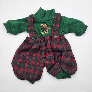 VTG Small Small World Christmas Holiday 18" Doll Outfit Romper Plaid Turtleneck